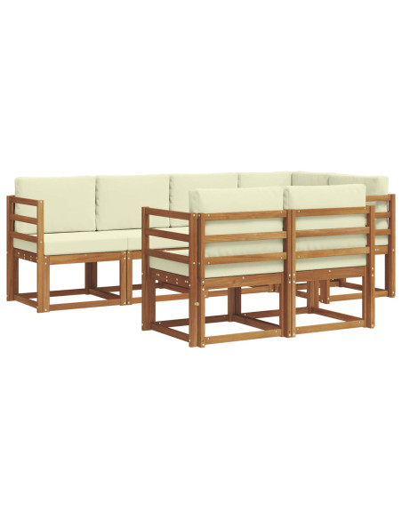 Set di divani con cuscino 7 pcs Naturale e Crema