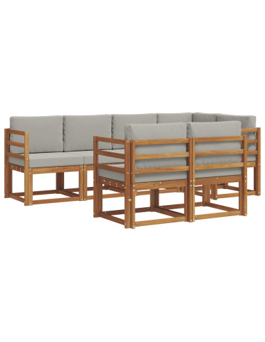 Set di divani con cuscino 7 pcs Grigio Naturale e Chiaro