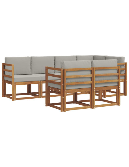 Set di divani con cuscino 7 pcs Grigio Naturale e Chiaro