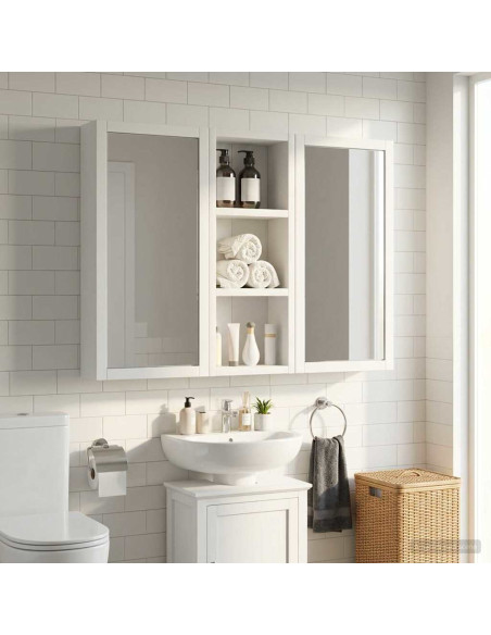 Armadio da bagno a muro con lo scaffale Bianco 20 x 10 x 50 cm