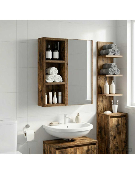 Armadio da bagno a muro Quercia Affumicata 20 x 10 x 50 cm
