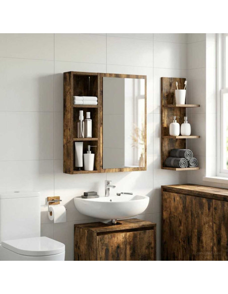 Armadio da bagno a muro Quercia Affumicata 20 x 10 x 60,5 cm