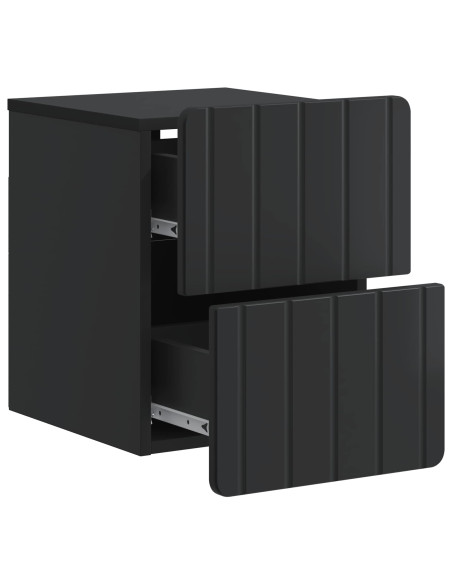 Mobiletto da notte a muro 2 pcs Nero 33 x 34,5 x 43 cm