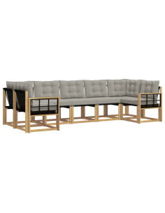 Set di divani da esterno 7 pcs Bianco e Grigio Chiaro 2