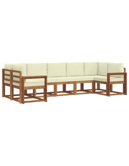 Set di divani con cuscino 7 pcs Naturale e Crema