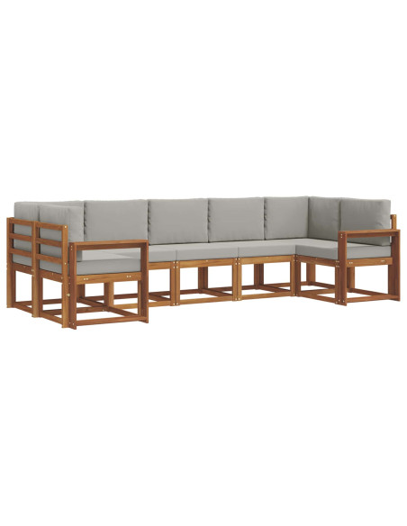 Set di divani con cuscino 7 pcs Grigio Naturale e Chiaro