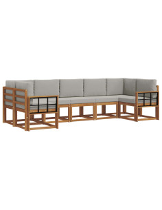 Set di divani con cuscino 7 pcs Grigio Naturale e Chiaro 2