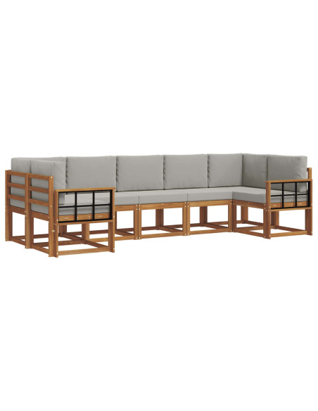 Set di divani con cuscino 7 pcs Grigio Naturale e Chiaro