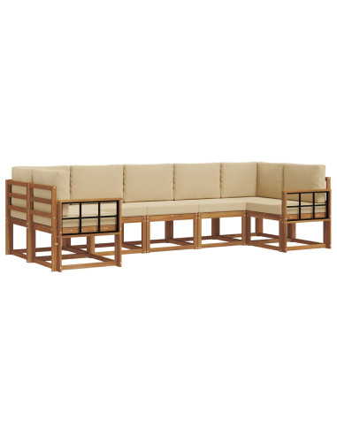 Set di divani con cuscino 7 pcs Naturale e Beige