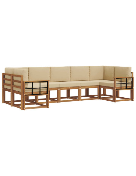 Set di divani con cuscino 7 pcs Naturale e Beige