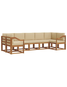 Set di divani con cuscino 7 pcs Naturale e Beige 2