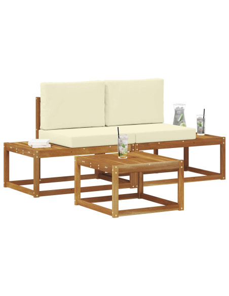 Set di divani con cuscino 3 pcs Naturale