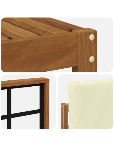 Set di divani 5 pcs Naturale e Crema Legno di Acacia Massello