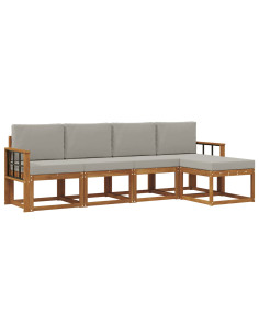 Set di divani 5 pcs Grigio Naturale e Chiaro 2
