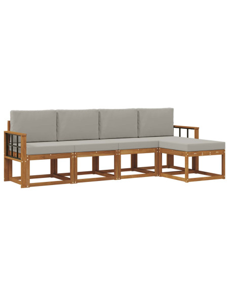 Set di divani 5 pcs Grigio Naturale e Chiaro