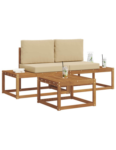 Set di divani con cuscino 3 pcs Naturale