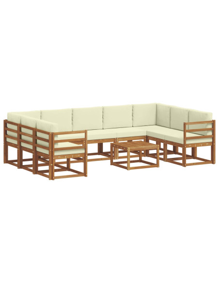 Set di divani con cuscino 10 pcs Naturale e Crema