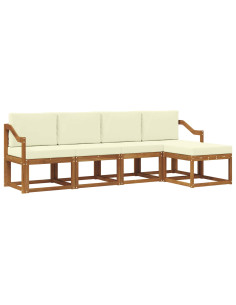 Set di divani 5 pcs Naturale e Crema Legno di Acacia Massello 2
