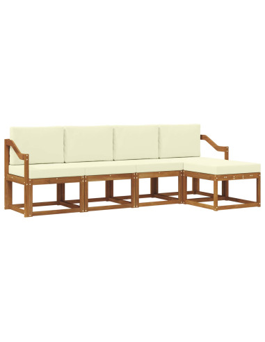 Set di divani 5 pcs Naturale e Crema Legno di Acacia Massello