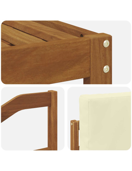 Set di divani 5 pcs Naturale e Crema Legno di Acacia Massello