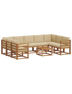 Set di divani con cuscino 10 pcs Naturale e Beige 2