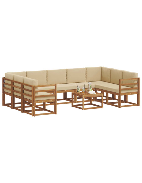 Set di divani con cuscino 10 pcs Naturale e Beige