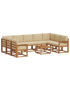 Set di divani con cuscino 10 pcs Naturale e Beige 2