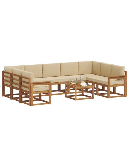Set di divani con cuscino 10 pcs Naturale e Beige
