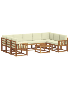Set di divani con cuscino 10 pcs Naturale e Crema 2