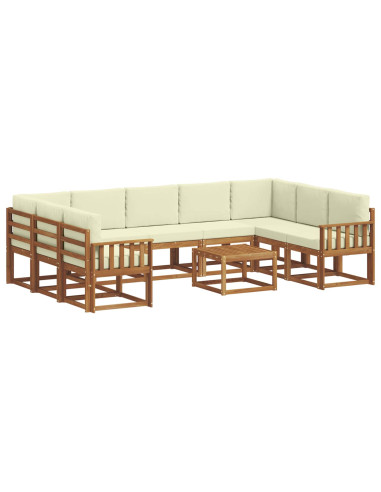 Set di divani con cuscino 10 pcs Naturale e Crema