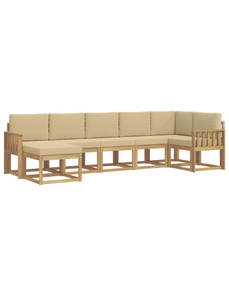 Set di divani da esterno 7 pcs Bianco e Beige Poliestere
