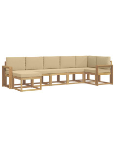 Set di divani da esterno 7 pcs Bianco e Beige Poliestere 2