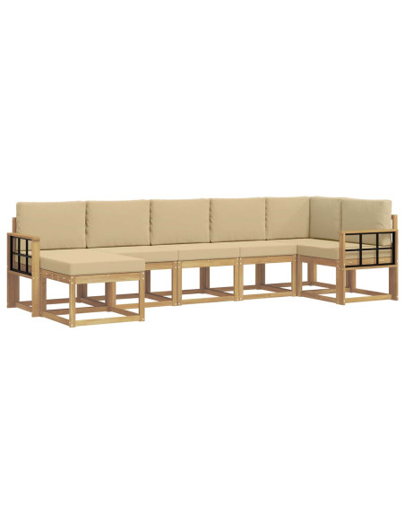 Set di divani da esterno 7 pcs Bianco e Beige Poliestere
