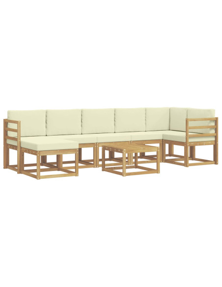 Set di divani da esterno 8 pcs Bianco e Crema Poliestere