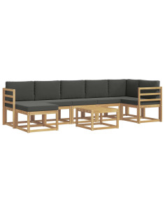 Set di divani da esterno 8 pcs Bianco e Antracite Poliestere 2