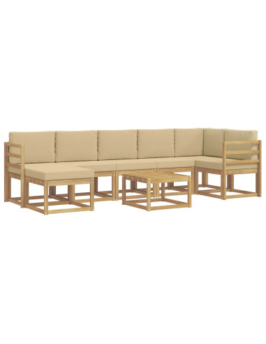 Set di divani da esterno 8 pcs Bianco e Beige Poliestere