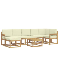 Set di divani da esterno 8 pcs Bianco e Crema Poliestere 2