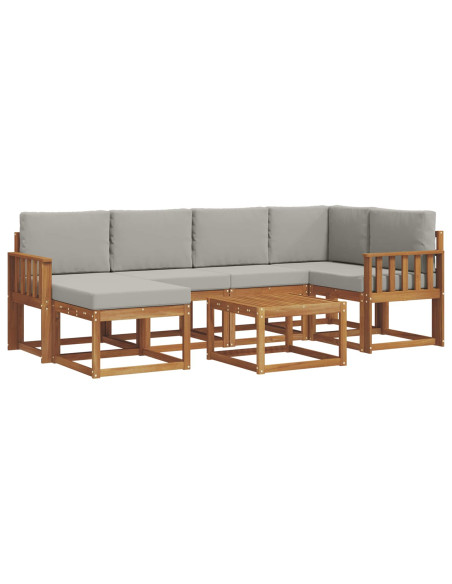 Set di divani da esterno 7 pcs Grigio Naturale e Chiaro