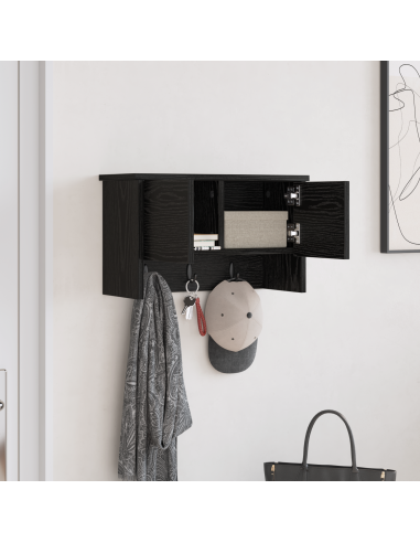 Appendiabiti a muro con lo scaffale Rovere Nero 50 x 20 x 30 cm