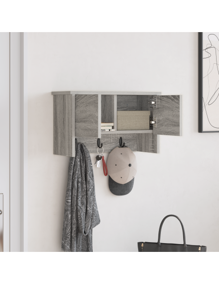 Appendiabiti a muro con porta Grigio Sonoma 50 x 20 x 30 cm