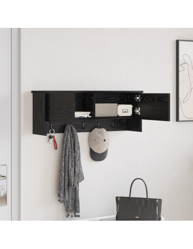 Appendiabiti a muro con lo scaffale Rovere Nero 80 x 20 x 30 cm