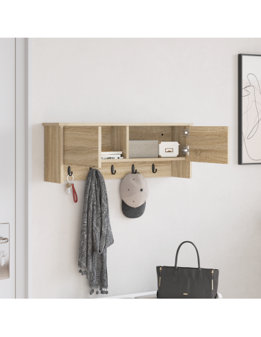 Appendiabiti a muro con porta Rovere Sonoma 80 x 20 x 30 cm