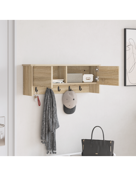 Appendiabiti a muro con porta Rovere Sonoma 80 x 20 x 30 cm