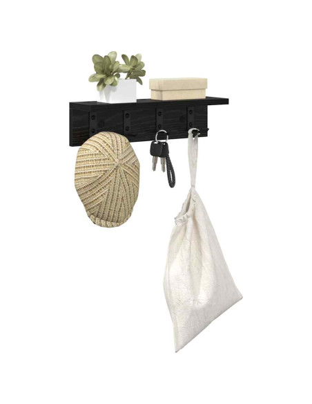 Appendiabiti a muro Rovere Nero 40 x 10,5 x 10,5 cm