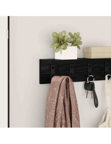 Appendiabiti a muro Rovere Nero 40 x 10,5 x 10,5 cm