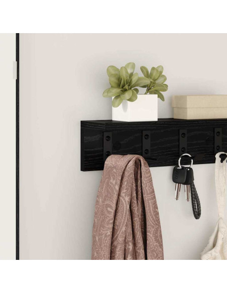 Appendiabiti a muro Rovere Nero 40 x 10,5 x 10,5 cm