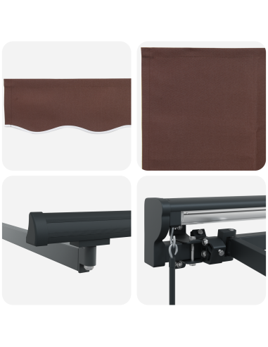 Tenda Retrattile Marrone 350 x 250 cm Poliestere e Metallo