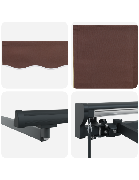 Tenda Retrattile Marrone 350 x 250 cm Poliestere e Metallo