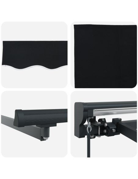Tenda Retrattile Nero 350 x 250 cm Poliestere e Metallo