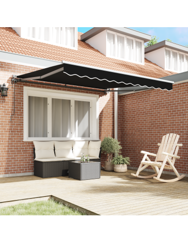 Tenda Retrattile Nero 350 x 250 cm Poliestere e Metallo